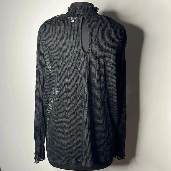 Full Circle Trends Women’s Black Sheer Turtleneck Ruffled Blouse Size 3X - Picture 3 of 9